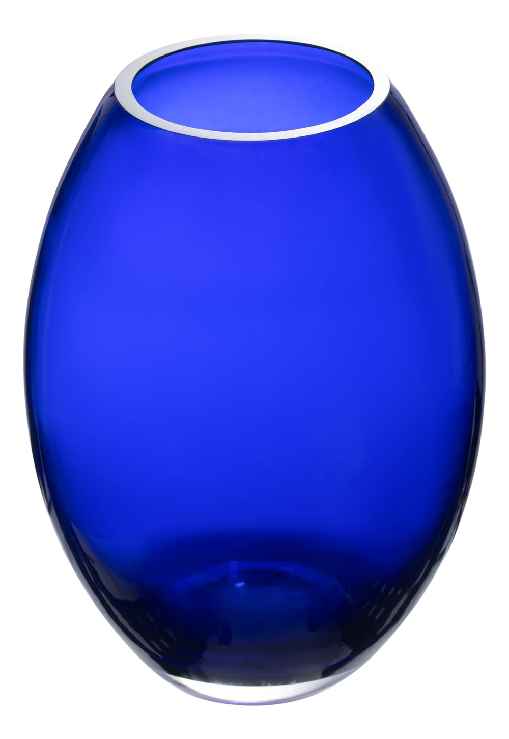 Cobalt Blue Glass Barrel Vase – Handmade, 11.75" H