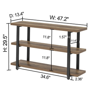 3-Tier Console Table with Storage Shelves