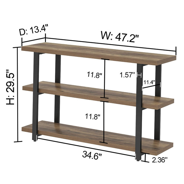 3-Tier Console Table with Storage Shelves