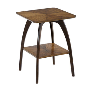Mid-Century Square End Table with Starburst Top and Shelf