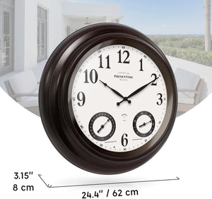 24-Inch LED Outdoor Wall Clock with Weather Station