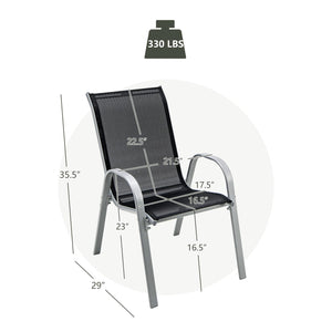 Set of 4 Stackable Outdoor Patio Dining Chairs with Armrests