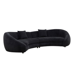 125.98" Curved Sofa with Love Heart Design, 5-Seat Cloud Couch, Black