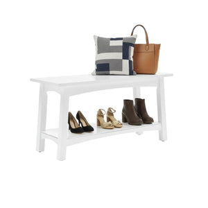 Solid Wood Entryway Bench with Storage Shelf
