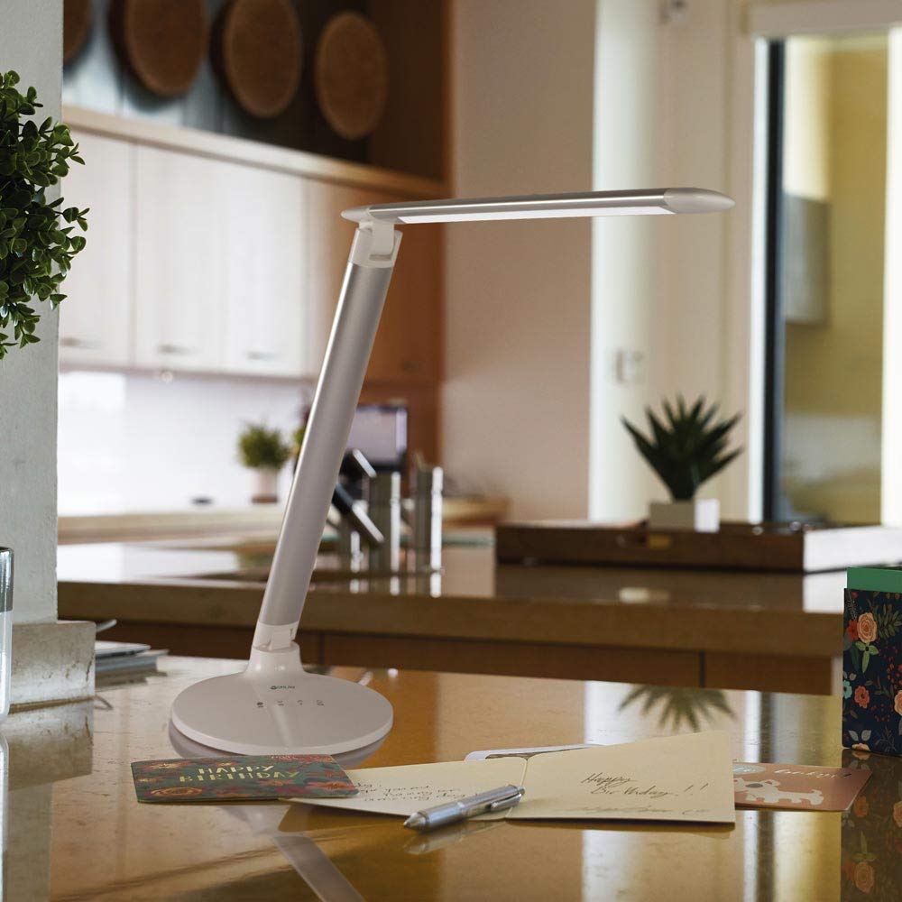 LED Desk Lamp with Voice Control & USB Charging