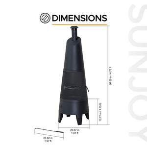 2-in-1 Chiminea Fire Pit & Grill, 57" Tall Outdoor Fireplace