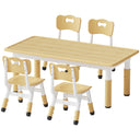 Kids Height-Adjustable Table and 4 Chairs Set with Graffiti Desktop