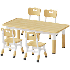 Kids Height-Adjustable Table and 4 Chairs Set with Graffiti Desktop