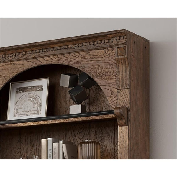 Traditional Wood Bookcase Wall with Ladder – 5-Shelf, 8 ft