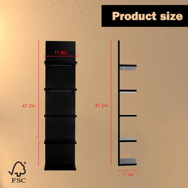 5-Tier Floating Wall Shelf Unit with LED Light