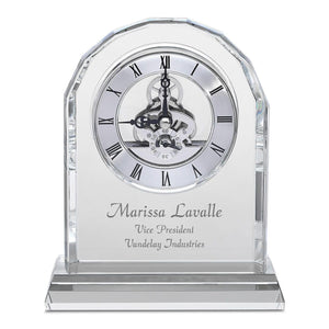 Crystal Desk Clock with Arched Top & Laser Engraving