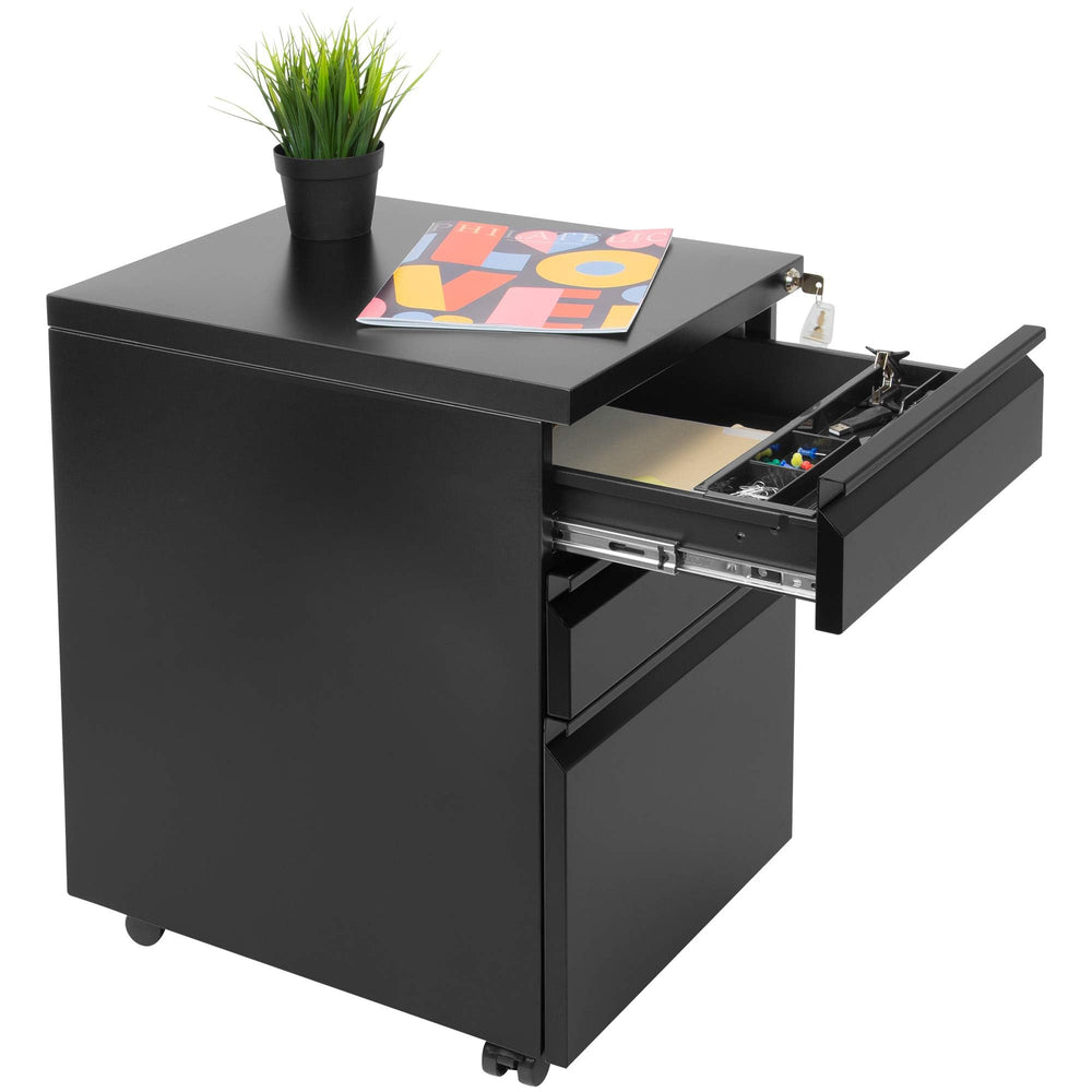 3-Drawer Rolling File Cabinet with Lock and Wheels