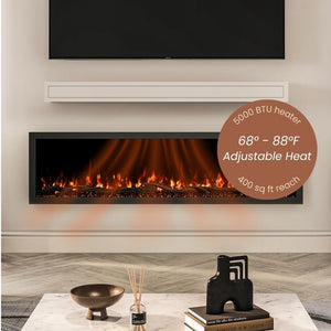 72-Inch Linear Electric Fireplace – Wall Mount & Recessed