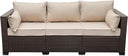 3-Seat Outdoor PE Rattan Sofa with Cushions