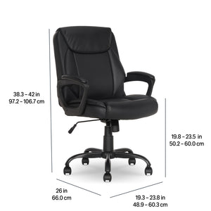 Mid-Back Office Chair with PU Padded Seat & Armrests