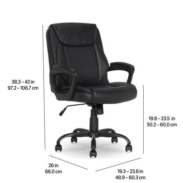 Mid-Back Office Chair with PU Padded Seat & Armrests