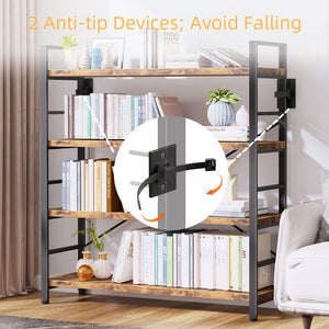 4-Tier Adjustable Bookshelf with Metal Frame