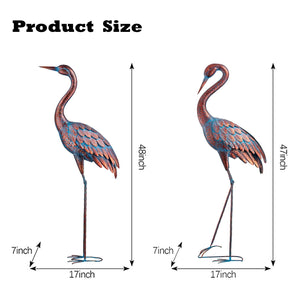 Metal Crane Garden Statues – Outdoor Heron Sculptures, Set of 2