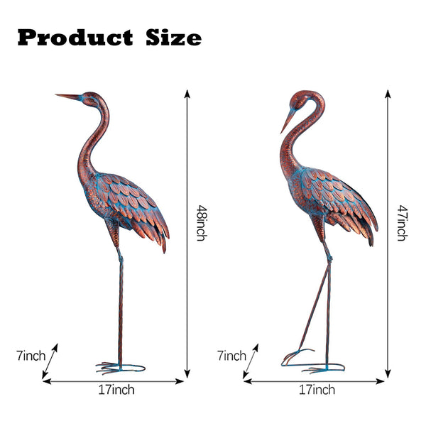 Metal Crane Garden Statues – Outdoor Heron Sculptures, Set of 2