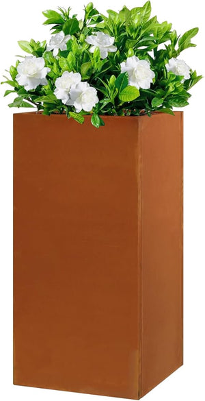 Tall Metal Outdoor Planter Box with Removable Shelf