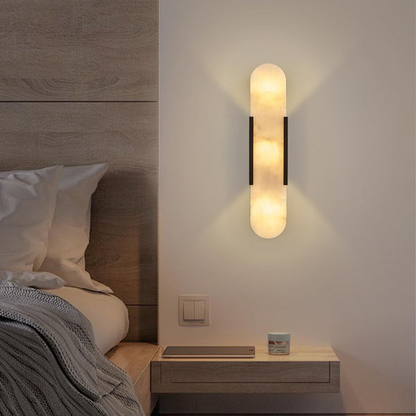 Marble Wall Sconce Light Fixture – 3-Light Candelabra Style
