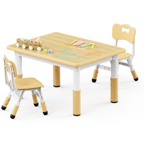 Kids Table & 2 Chairs Set – Height Adjustable, Graffiti Desktop, Multi-Activity, Ages 3–8