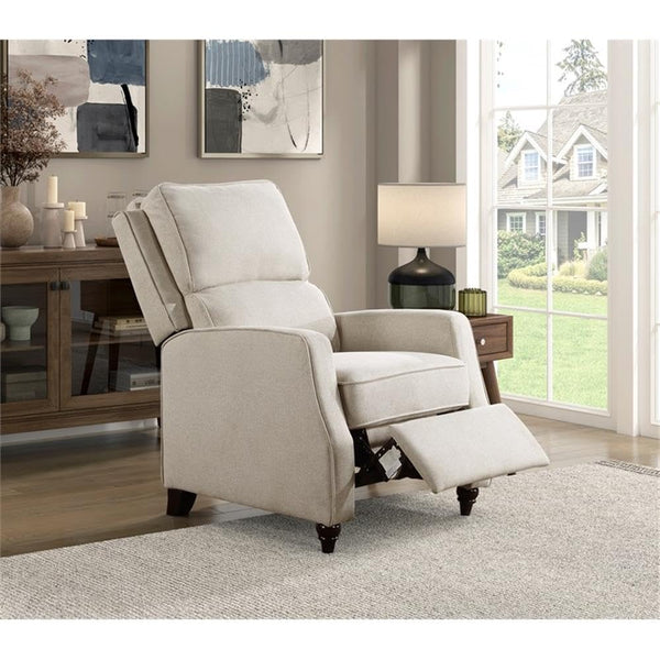 Push Back Recliner Chair – Fabric Upholstered, Solid Wood Frame