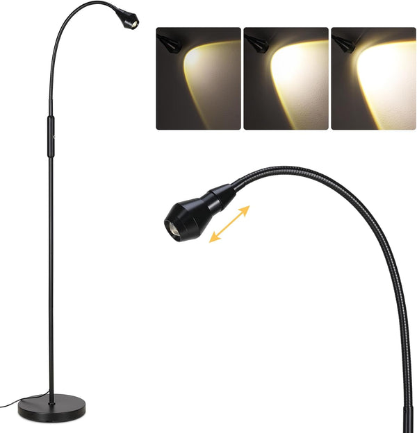 Adjustable LED Gooseneck Floor Lamp with Dimmable Spotlight