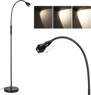 Adjustable LED Gooseneck Floor Lamp with Dimmable Zoomable Beam