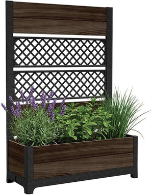 Self-Watering Resin Planter with Wood Look Finish
