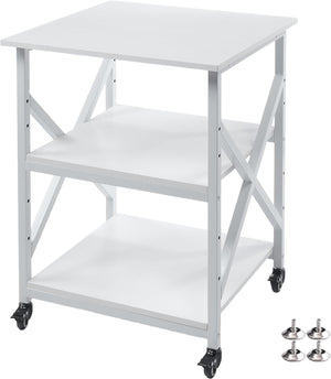 3-Tier Rolling Printer Stand with Adjustable Shelf