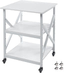 3-Tier Large Printer Stand with Height-Adjustable Shelf & Rolling Casters