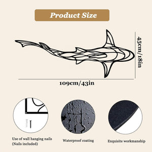 Large Metal Shark Wall Art – 43" x 18"