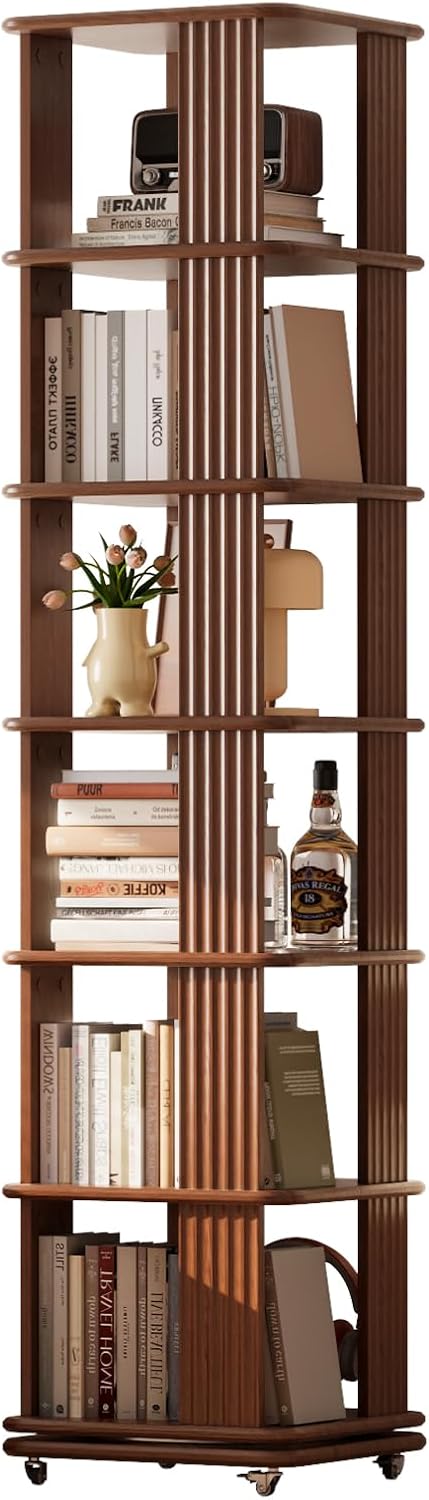 6-Tier Rotating Bookshelf Tower
