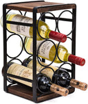 Countertop Wine Rack 6 Bottle Metal Wood