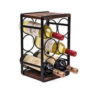 Countertop Wine Rack 6 Bottle Metal Wood