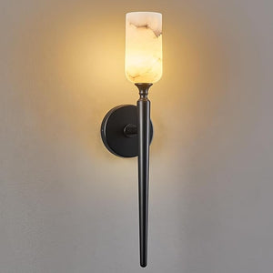 Alabaster Wall Sconce with Gold Bracket