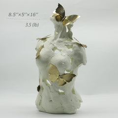 Abstract Female Bust Sculpture with Butterflies