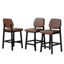 Counter Height Bar Stools Set of 3, 26" Upholstered Kitchen Bar Chairs with Metal Legs