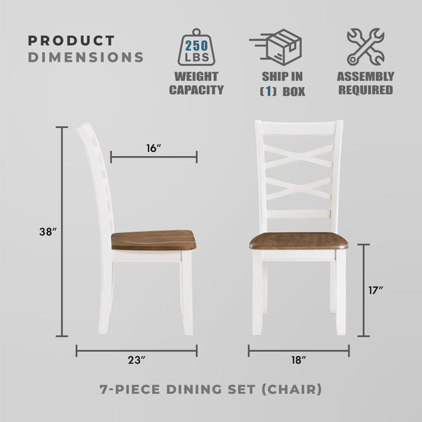 7-Piece Farmhouse Dining Table Set with 6 Cross Back Chairs