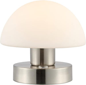 Rechargeable Portable LED Mushroom Table Lamp with Frosted Glass Shade