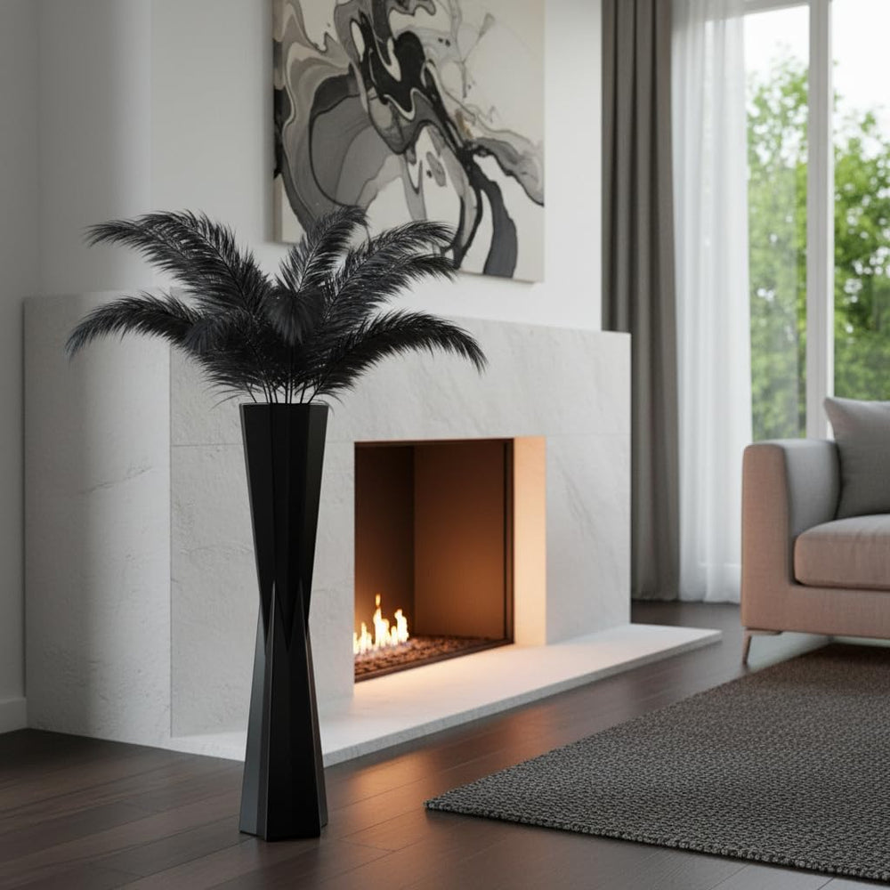 Black Star Floor Vase 27.5" Tall – Resin Tapered Vase for Pampas Grass & Dried Flowers