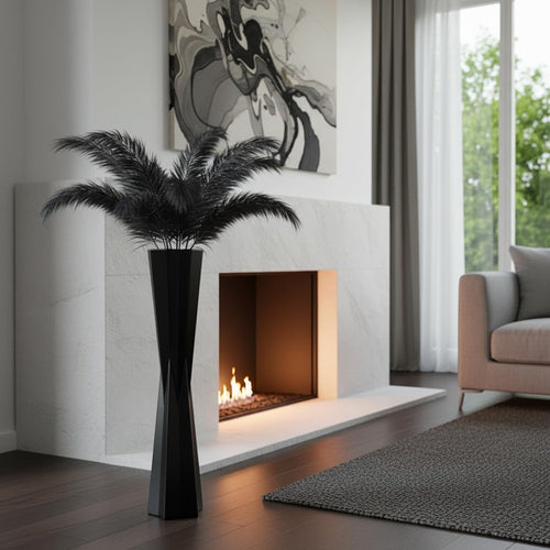 Black Star Floor Vase 27.5" Tall – Resin Tapered Vase for Pampas Grass & Dried Flowers