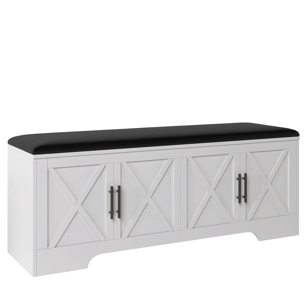 Farmhouse Storage Bench with Lift Top – 47.2" Cushioned Entryway Bench