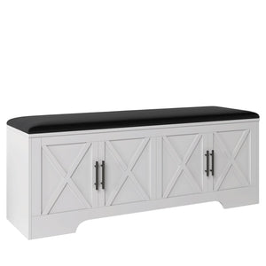 Farmhouse Storage Bench with Lift Top – 47.2" Cushioned Entryway Bench