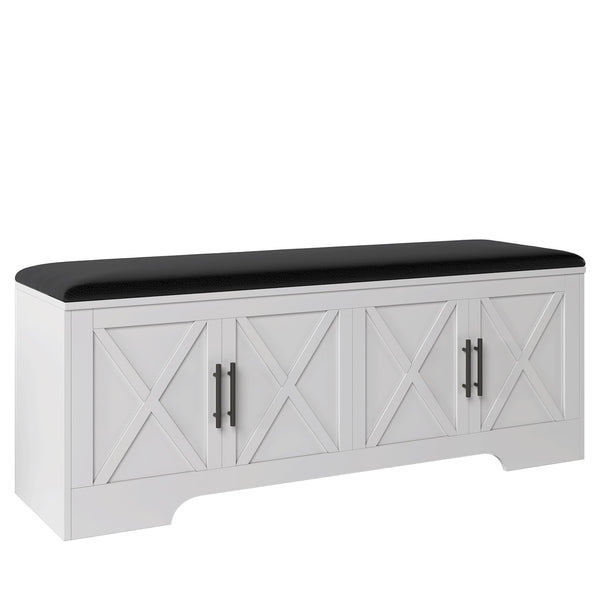 Farmhouse Storage Bench with Lift Top – 47.2" Cushioned Entryway Bench