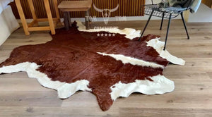 Large Hair-On Cowhide Rug 7x6.5 Ft – Genuine Leather Area Rug