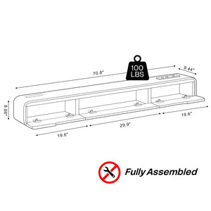 Floating TV Stand with Power Outlet – 70.8" Wall Mounted Entertainment Center