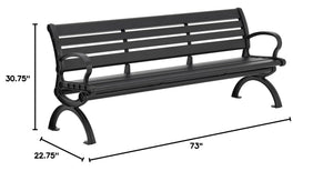 6ft Outdoor Park Bench with Backrest