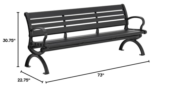 6ft Outdoor Park Bench with Backrest